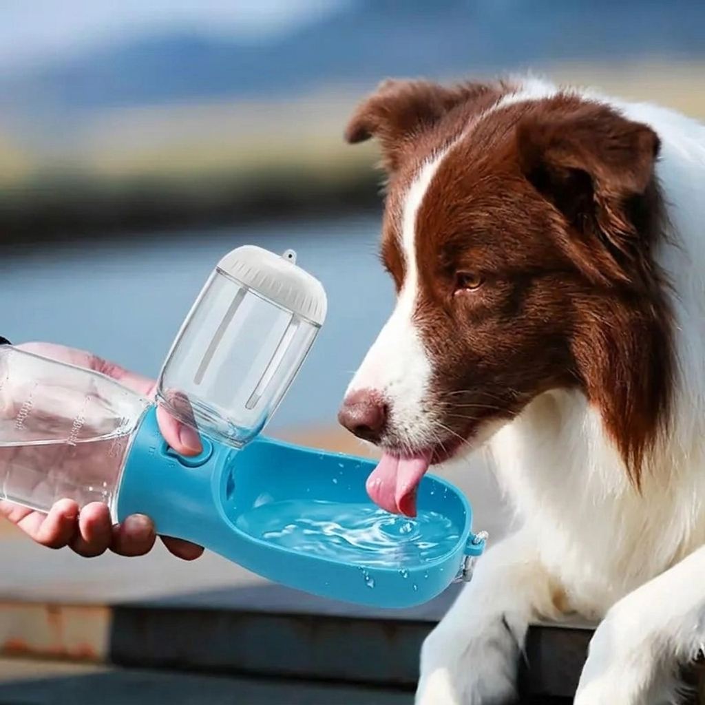 3-in-1 Portable Dog Water Bottle, Food Bowl & Waste Bag Dispenser
