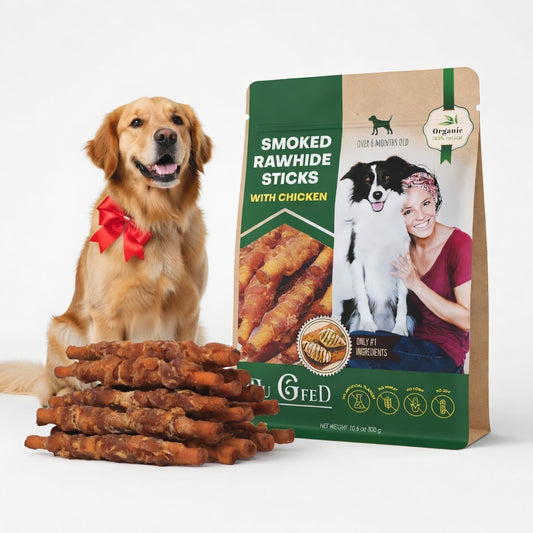 Dog Smoked Rawhide Sticks – Real Chicken Wrapped, Grain-Free Natural Chew Treats