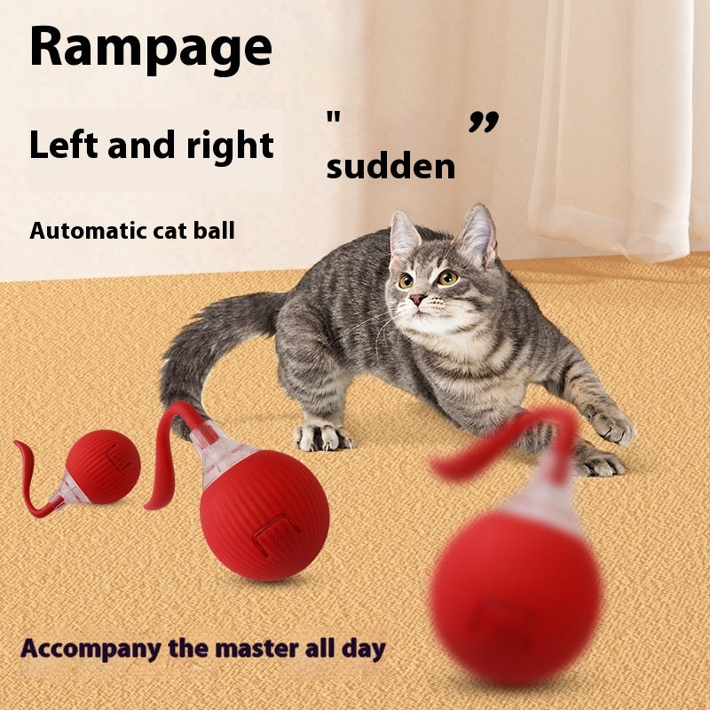 Self-Rolling Interactive Cat Ball Toy with Rope Tassel
